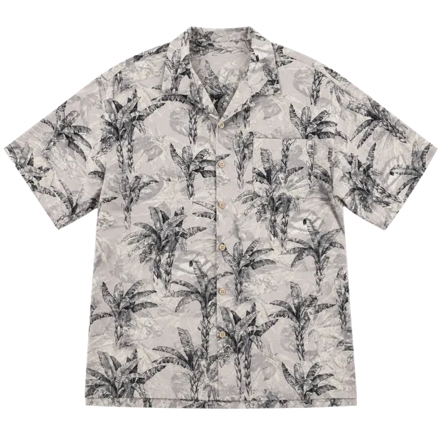 1685 Junction West Tropical Palm Leaf Button Down Shirt XXL Gray