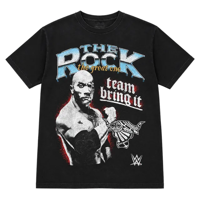 WWE The Rock The Great One Team Bring It Size M Black Graphic T-Shirt