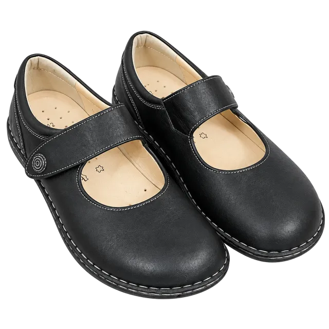 Finn Comfort Mary Jane Shoes Size 42 Black Leather