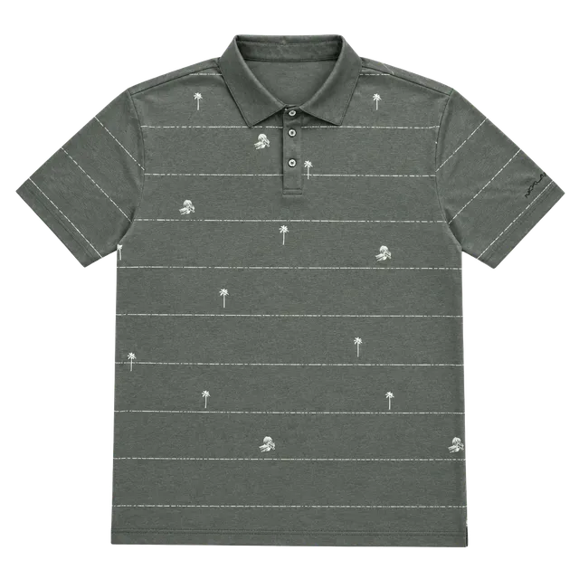 Nicklaus Golf Polo Shirt Size L Gray Palm Trees Eco Choice
