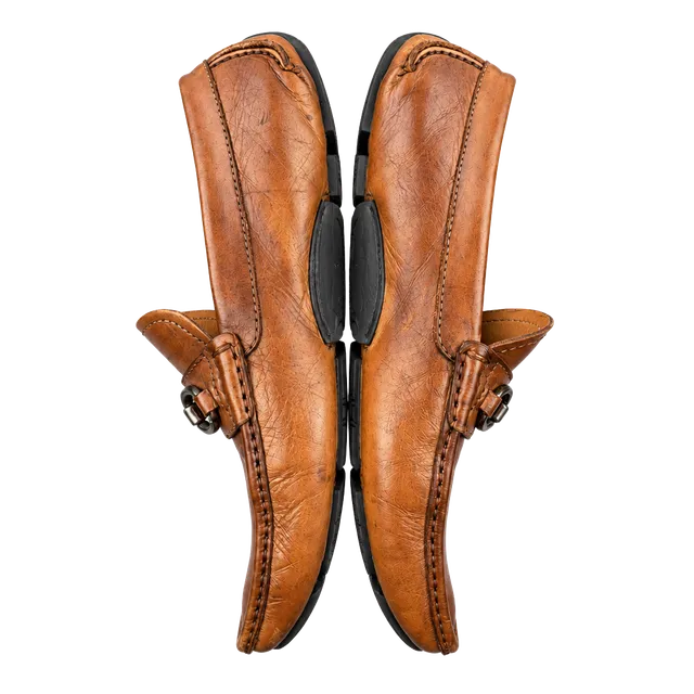 Magnanni Leather Bit Driving Loafers Brown Cognac