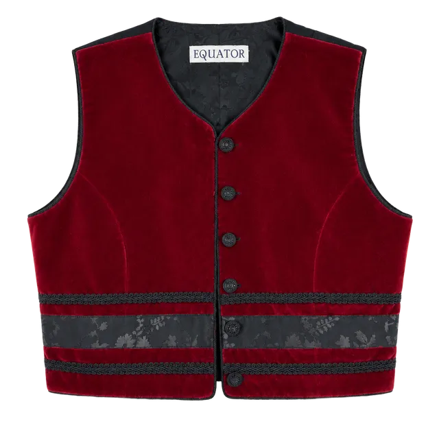 Vintage Equator Crimson Red Velvet Cropped Vest / Waistcoat S, 90s grunge, gothic, steampunk, or holiday
