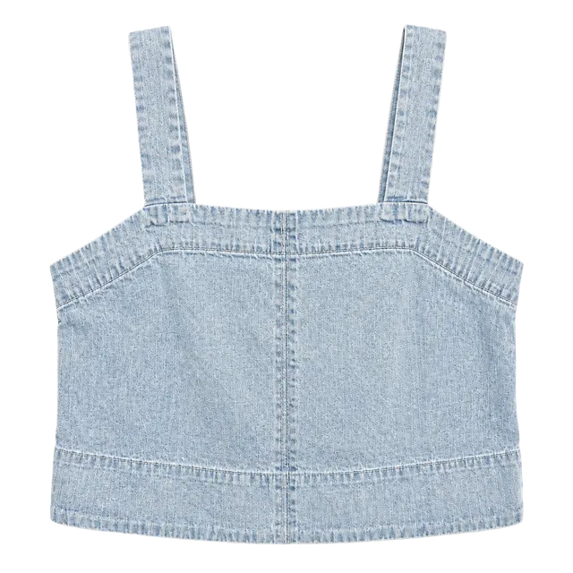 Banana Republic Boxy Topstitched Denim Crop Tank Top Size M Light Wash 003-174