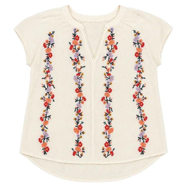 Mason & Belle Floral Embroidered Blouse Size M Off White