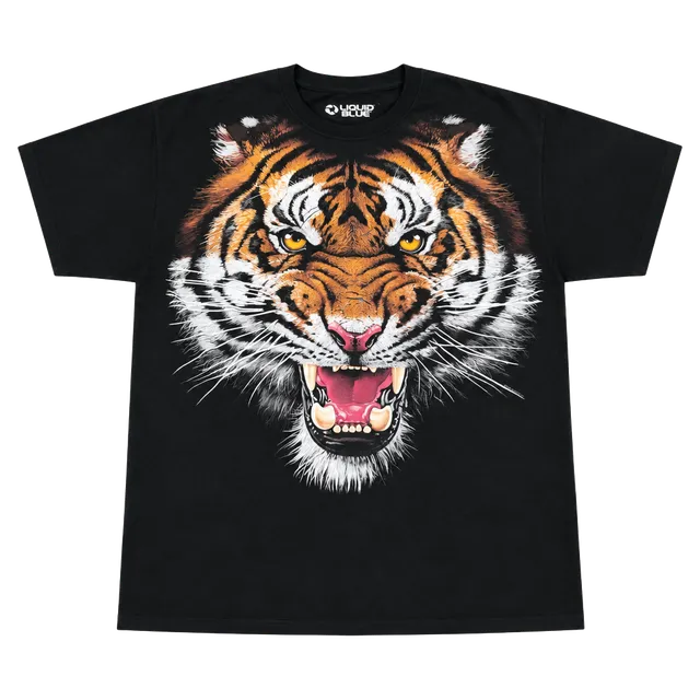 Liquid Blue Bengal Tiger T-Shirt Black Graphic Tee Streetwear size XL