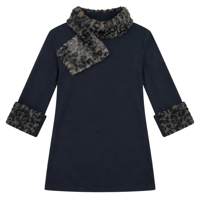 Mob Wife Retro Sweater Faux Fur Trim Y2K Tunnel Neck, Whimsygoth, Sz. S