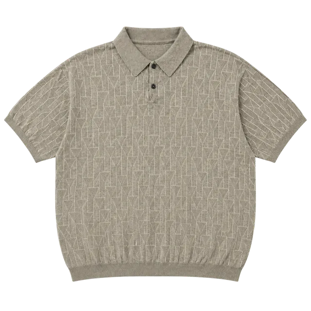 St. Croix Shop Knit Polo Shirt Size XL Tan Patterned Short Sleeve