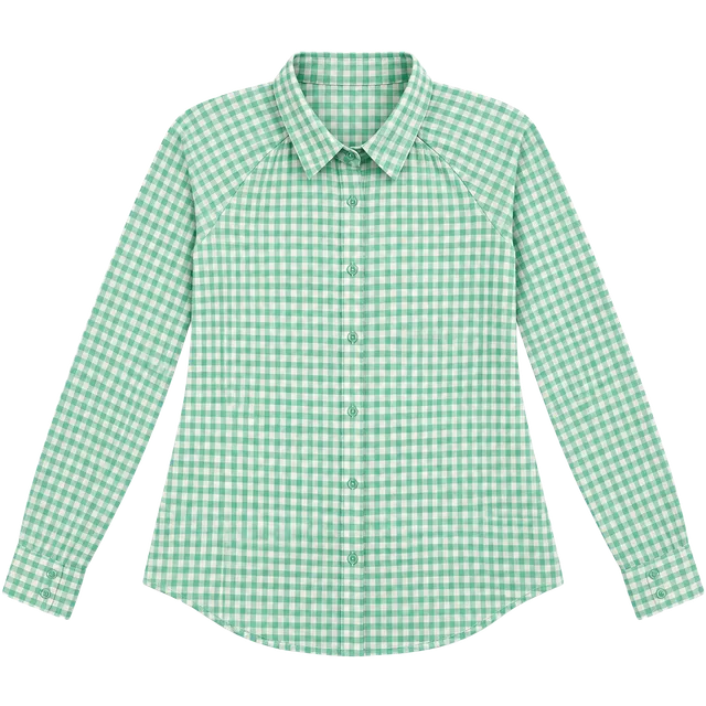 h.i.p. Gingham Button Down Shirt Size M Green White Long Sleeve