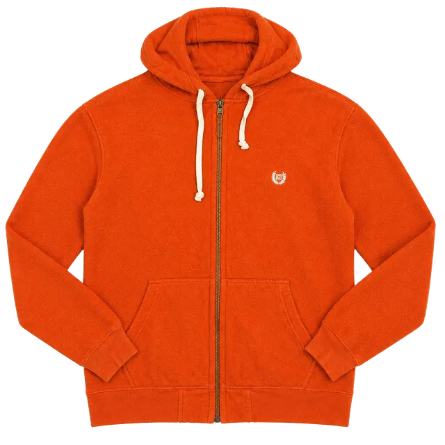Chaps Sueded Fleece Full Zip Hoodie Size XXL Orange