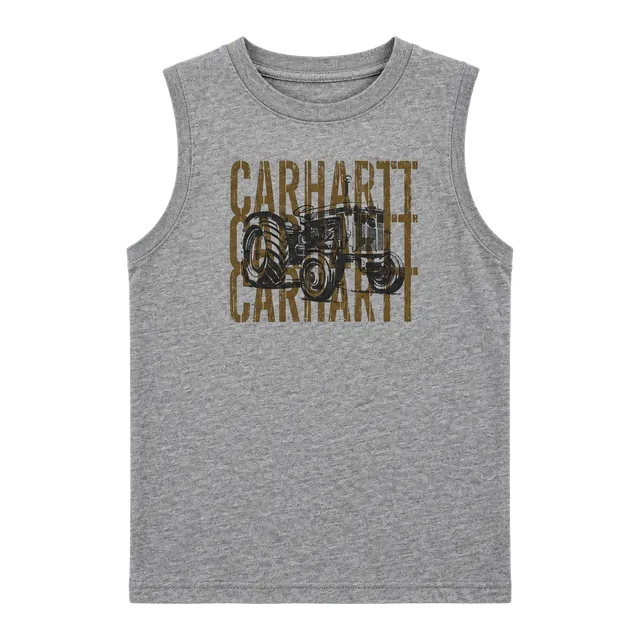 Carhartt Tractor Graphic Tank Top Size 5 Gray Sleeveless Shirt