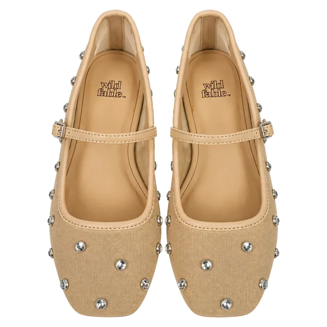Wild Fable Elsa Mary Jane Flats Size 5.5 Neutral Mesh Studded