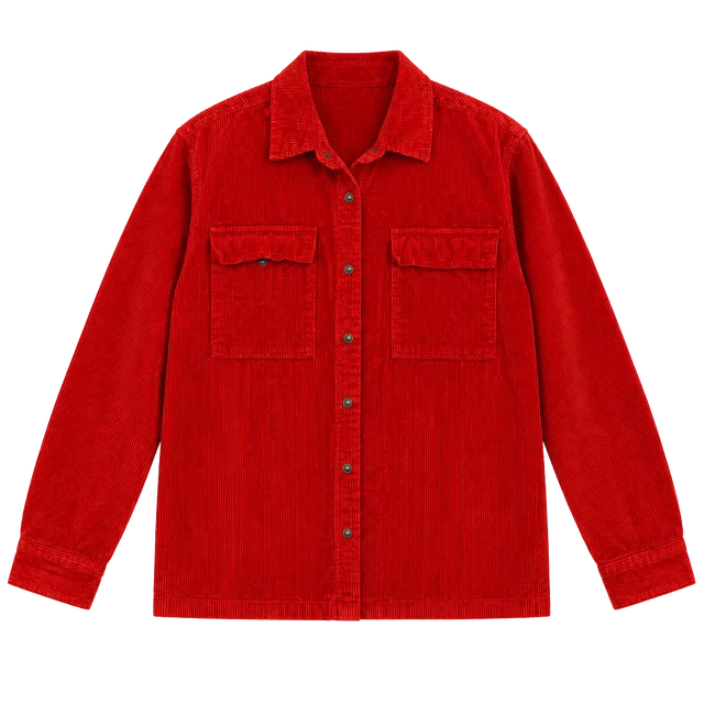 American Eagle Corduroy Jacket Size M Red Snap Button Up Shirt