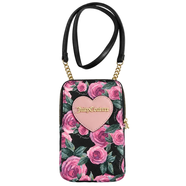 Juicy Couture Crossbody Bag Black Pink Floral Heart
