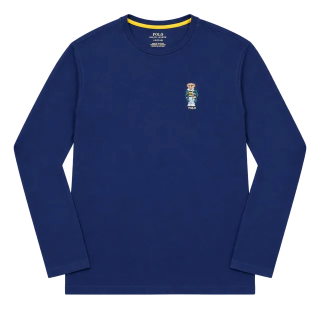 Polo Ralph Lauren Bear Long Sleeve T-Shirt Size M Blue Cotton