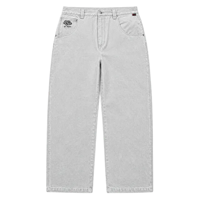 Vintage Fubu Jeans Beige Baggy Denim Pants Size 36x32