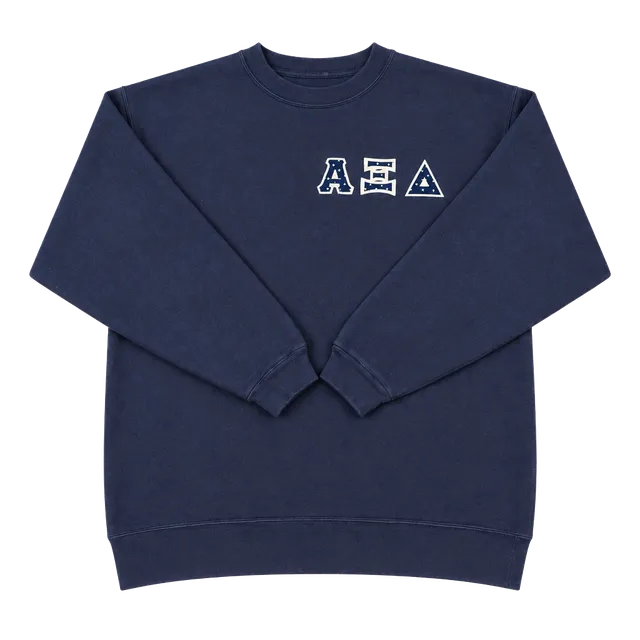 Vintage Cotton Deluxe Alpha Xi Delta Sweatshirt Size XL Navy Blue Sorority