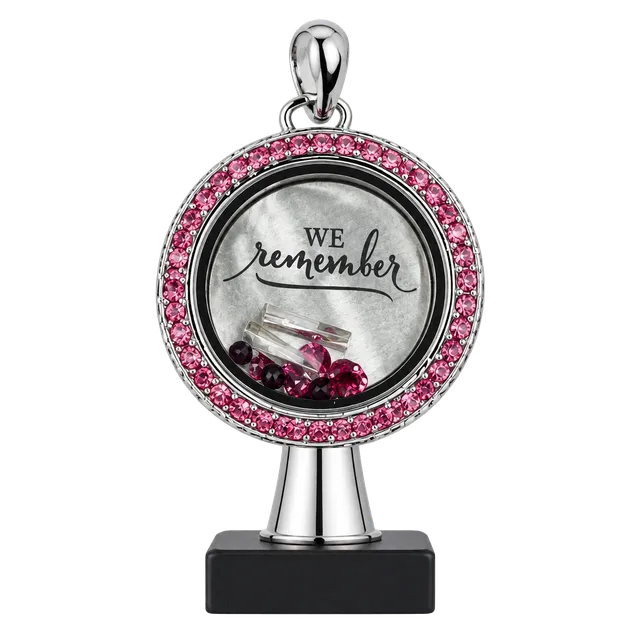 Origami Owl Medium “We Remember” Locket with Pink Rhinestones 