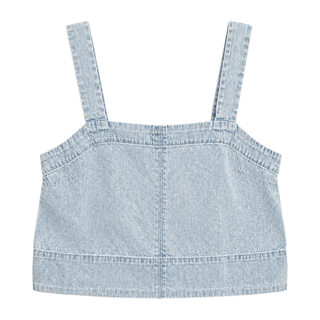 Banana Republic SL Boxy Topstitch Tank Top Size M Light Wash Denim 003-174