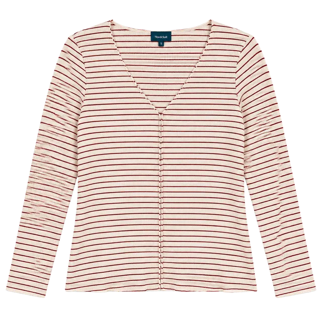 ModCloth Striped Cardigan Size 3X Red White Long Sleeve Button Front Top