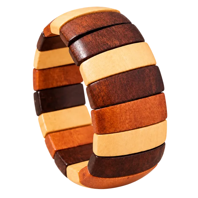 Bohemian Multi-Color Wooden Block Stretch Cuff Bracelet