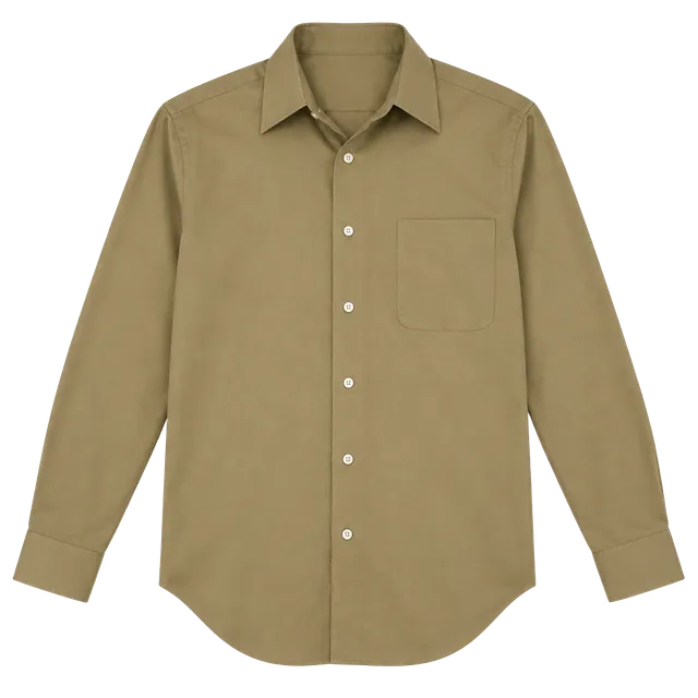 Geoffrey Beene Men Casual Dress Shirt, Size 17.5, Khaki , 70% Cotton %23 Poly