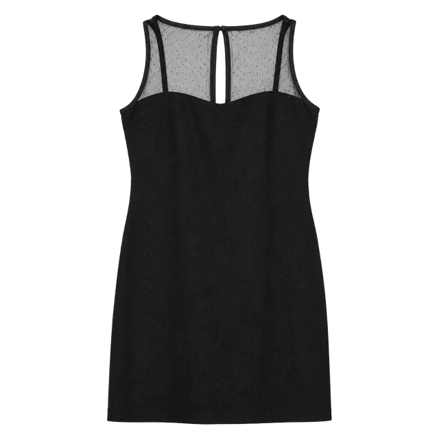 Sündüz Trend Black Sheer Mesh Cocktail Dress Size L