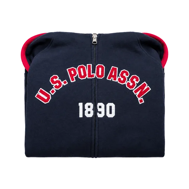 U.S. Polo Assn. Zip Up Hoodie Black Red Applique 1890