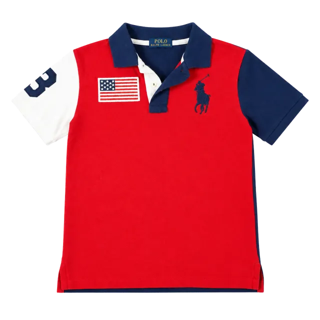 Polo Ralph Lauren US Flag Polo Shirt Red White Blue Kids Small
