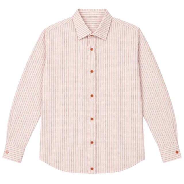 Andrea Palombini Dress Shirt XXL Pink White Striped Long Sleeve Italian
