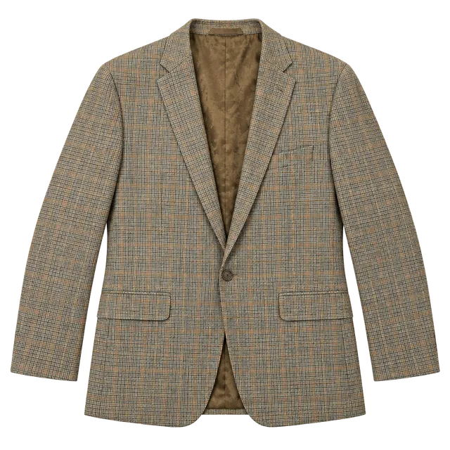 Mens Brown Plaid Houndstooth Blazer Sport Coat Jacket