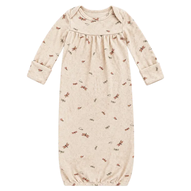 Carter's Dragonfly Smocked Baby Gown Size 0-3M Pink Cotton EUC