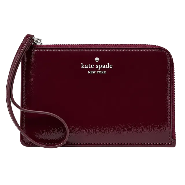 Kate Spade New York Patent Leather Wristlet Pouch Burgundy