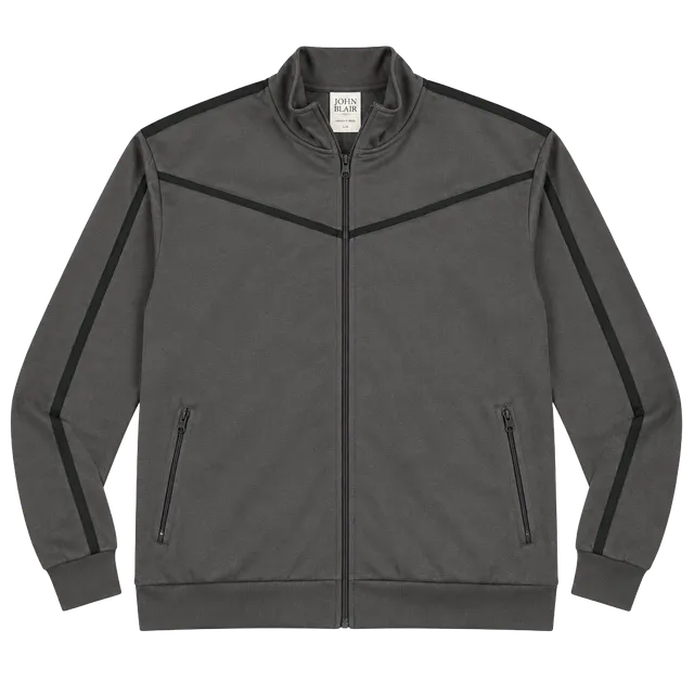 John Blair Track Jacket Size 2XL Gray Full Zip 