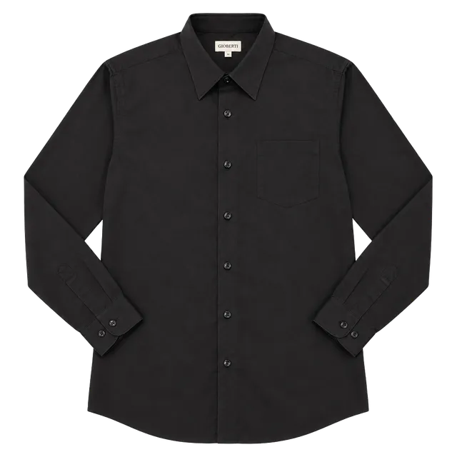 Gioberti Black Long Sleeve Dress Shirt Size 12 Pocket Button Down