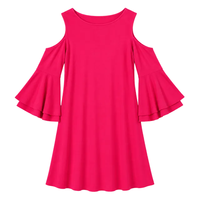 Lauren Ralph Lauren Cold Shoulder Dress Size 12 Hot Pink Bell Sleeve