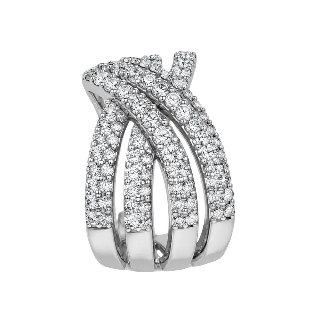 Kensie Criss Cross Pavé Rhinestone Ring Size 9.5 Silver Tone