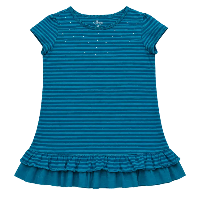 The Children's Place Striped Ruffle Top Size M 7/8 Rhinestone Studs