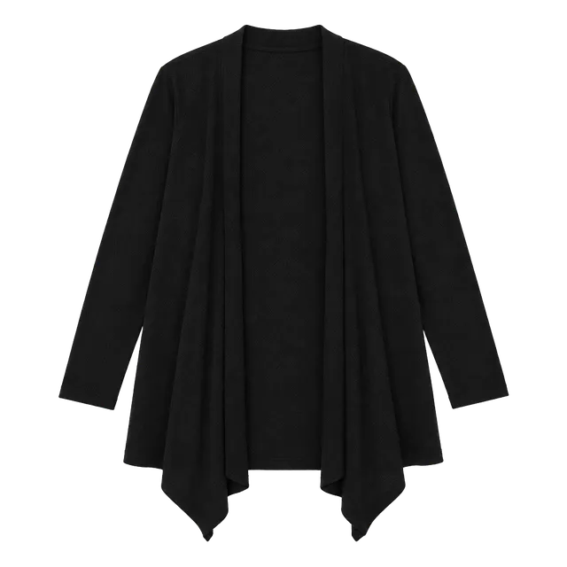 Active Life Open Front Cardigan Size XL Black Modal Blend