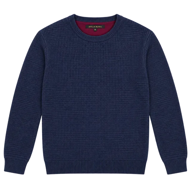 Dolce Roma Colorblock Sweater Size M Blue Burgundy Crewneck