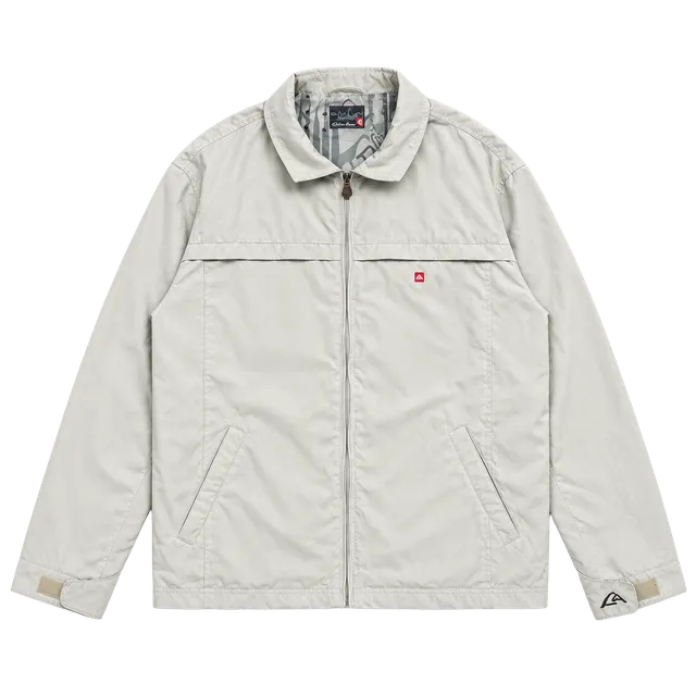 Quiksilver Vintage Jacket Size L Off White Full Zip Windbreaker