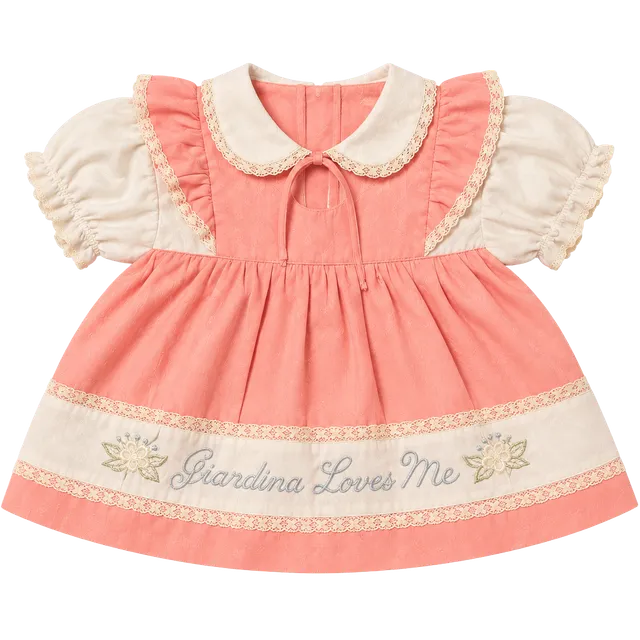 Cradle Togs Vintage Baby Dress Grandma Loves Me Pink White Lace