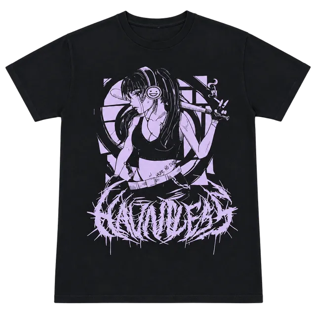 Hailstorm Graphic T-Shirt Size S Black Pink Anime Girl