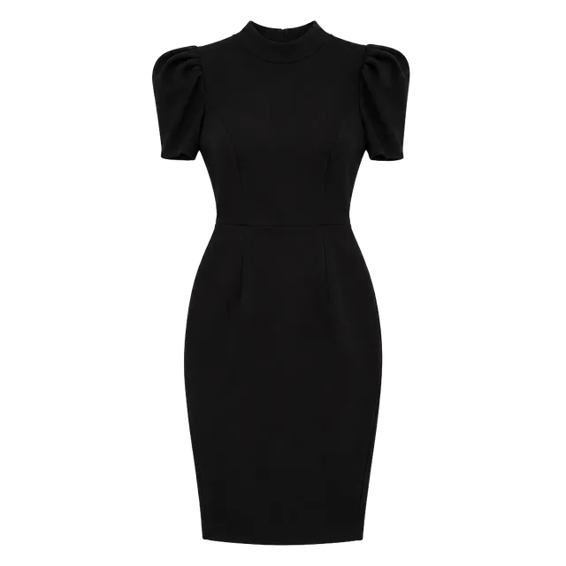 Express Black Puff Sleeve Midi Dress Size M
