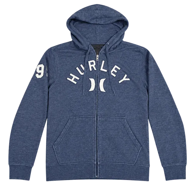 Hurley Zip-Up Hoodie Size M Blue Applique Logo