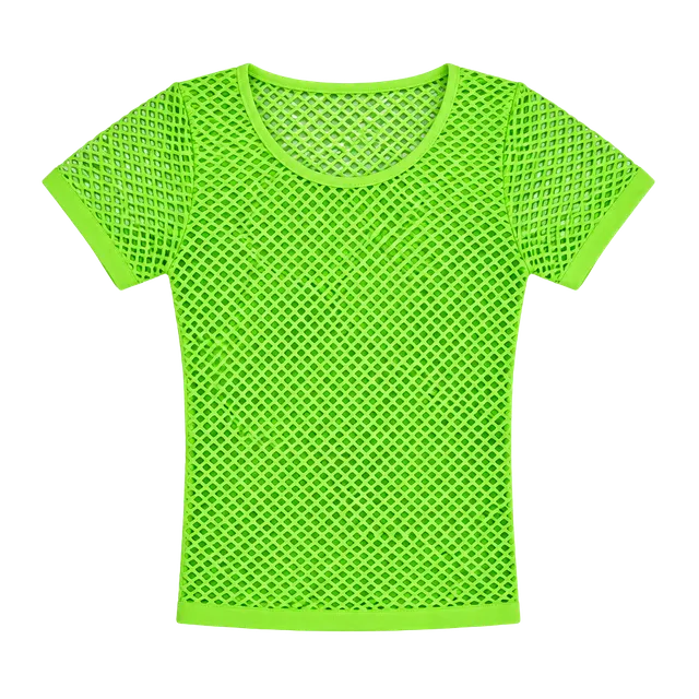 Cotton Candy Mesh Fishnet Short Sleeve Top Size S/M Neon Green Y2K