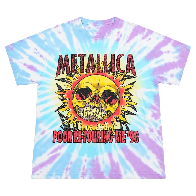 Rare Global Sport Tag Metallica Poor Re-Touring Me 98 Tie Dye T-Shirt Size XL