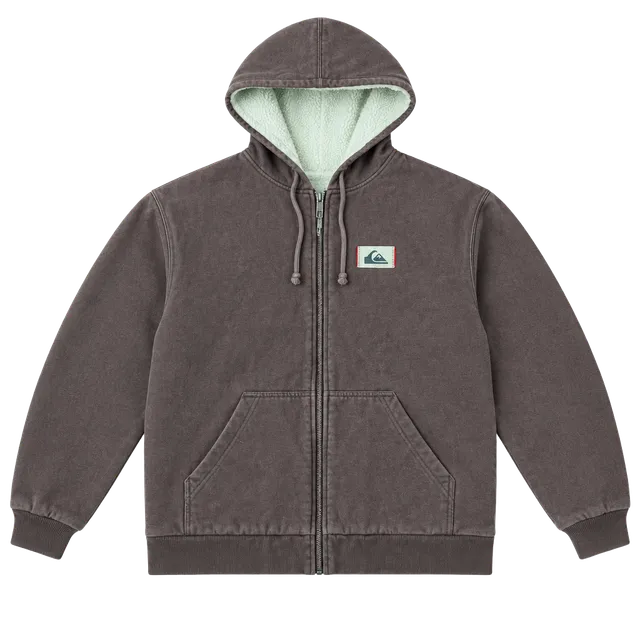 Vintage Quiksilver Heavyweight Sherpa Lined Full Zip Hoodie Brown M