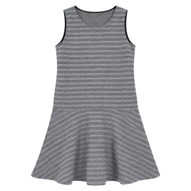 LOFT Sleeveless Dress Size S Gray Textured Knit Drop Waist