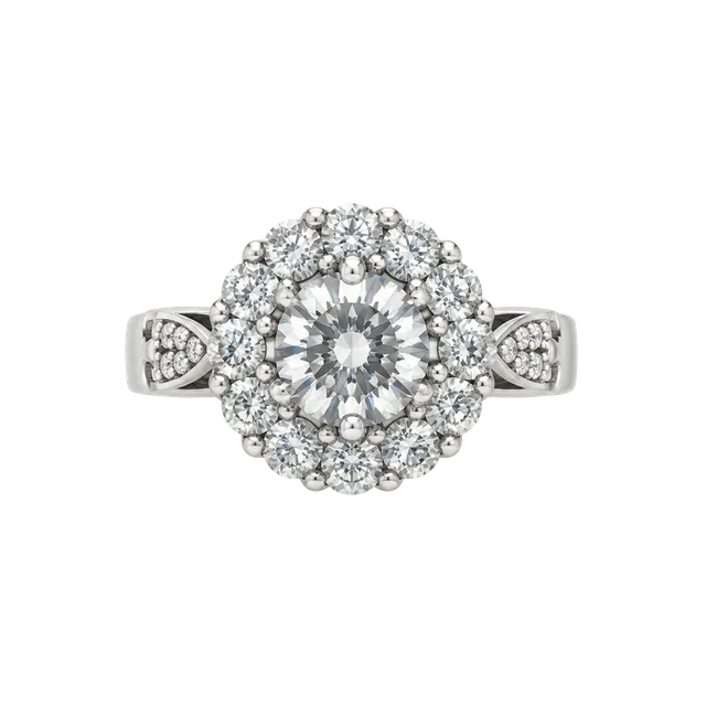 Buy Moissanite Round Cut Engagement Ring In Pave Style