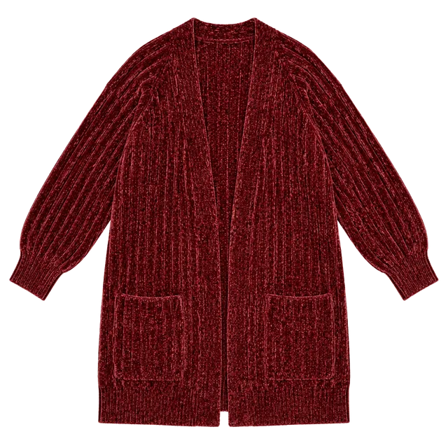 Cynthia Rowley Open Front Pocket Cardigan Sweater Size S Burgundy